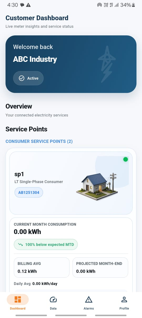 GridStar Nexus mobile customer dashboard